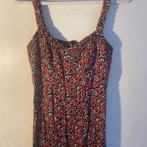 Zara Floral Dress Side Slit Ruffled Strap Midi